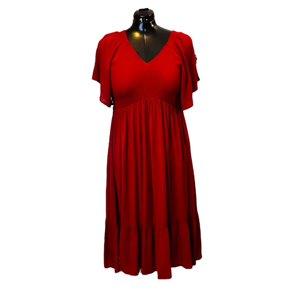 Baltic Born Felicity Midi/Maxi Dress with Smocked Top in Rust - Picture 2 of 16